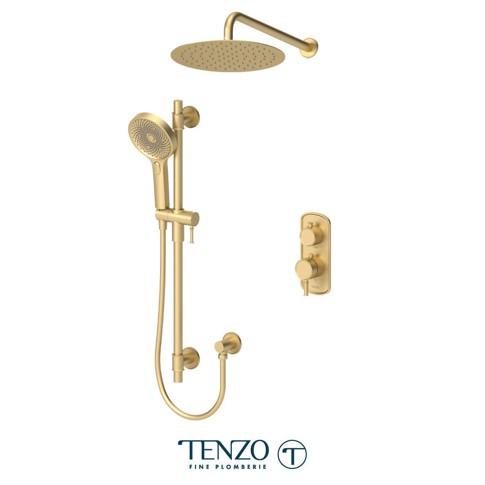Tenzo Alyss ALYT32-20112 2-function thermostatic shower kit in brushed gold