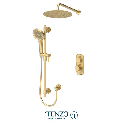 Tenzo Alyss ALYT32-20112 2-function thermostatic shower kit in brushed gold