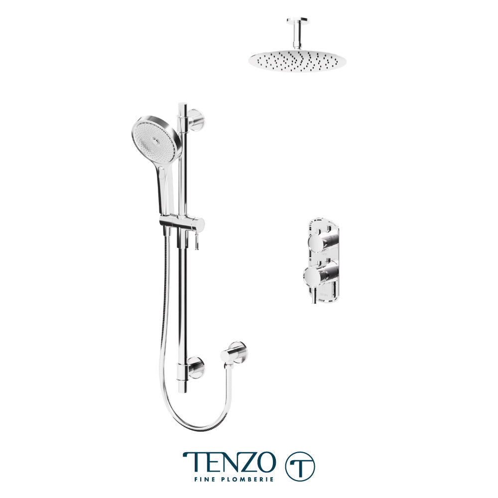 Tenzo Alyss ALYT32-21131 thermostatic ceiling-arm shower kit in polished chrome