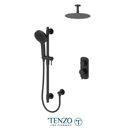 Tenzo Alyss ALYT32-21131 thermostatic ceiling-arm shower kit in matte black