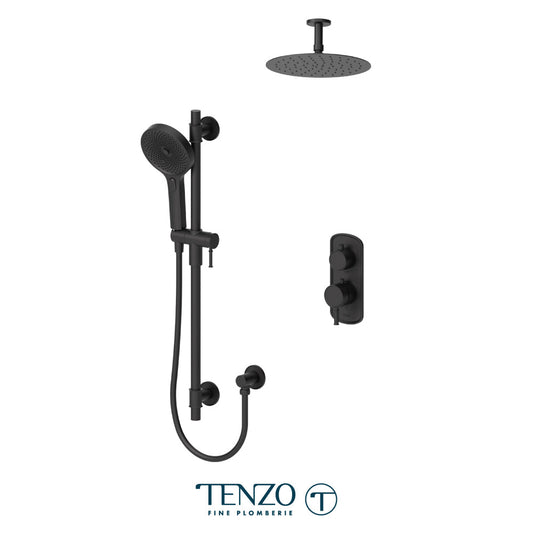 Tenzo Alyss ALYT32-21131 thermostatic ceiling-arm shower kit in matte black
