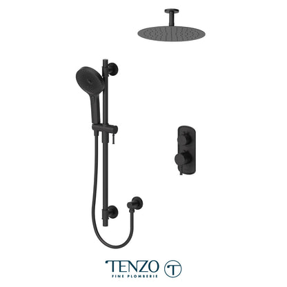 Tenzo Alyss ALYT32-21132 thermostatic ceiling-arm shower kit in matte black
