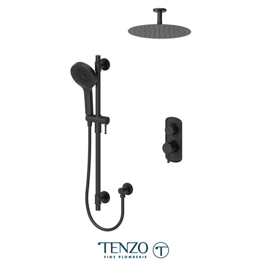 Tenzo Alyss ALYT32-21132 thermostatic ceiling-arm shower kit in matte black