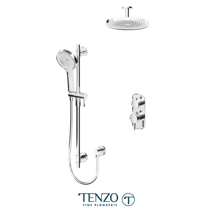 Tenzo Alyss ALYT32-21134 thermostatic ceiling-arm shower kit in polished chrome