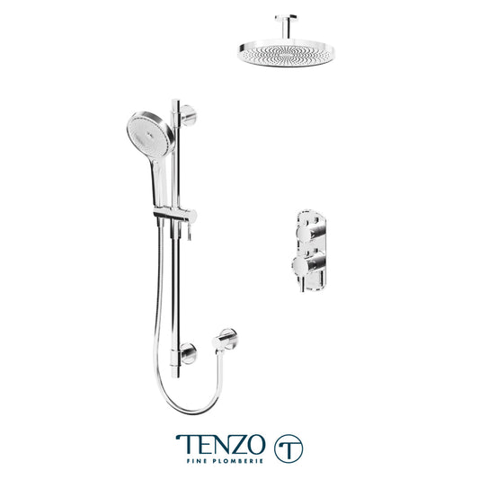 Tenzo Alyss ALYT32-21134 thermostatic ceiling-arm shower kit in polished chrome