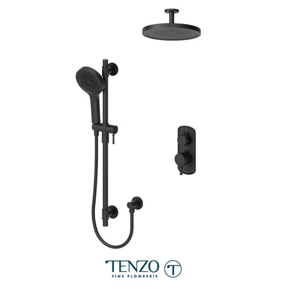 Tenzo Alyss ALYT32-21134 thermostatic ceiling-arm shower kit in matte black
