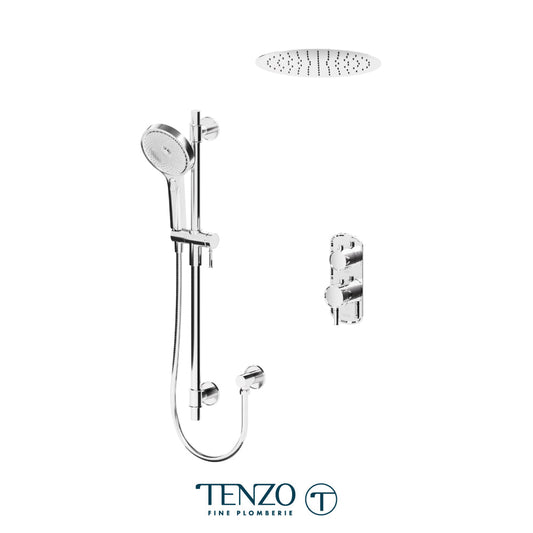 Tenzo Alyss ALYT32-21165 thermostatic recessed ceiling shower kit in polished chrome