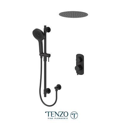 Tenzo Alyss ALYT32-21165 thermostatic recessed ceiling shower kit in matte black