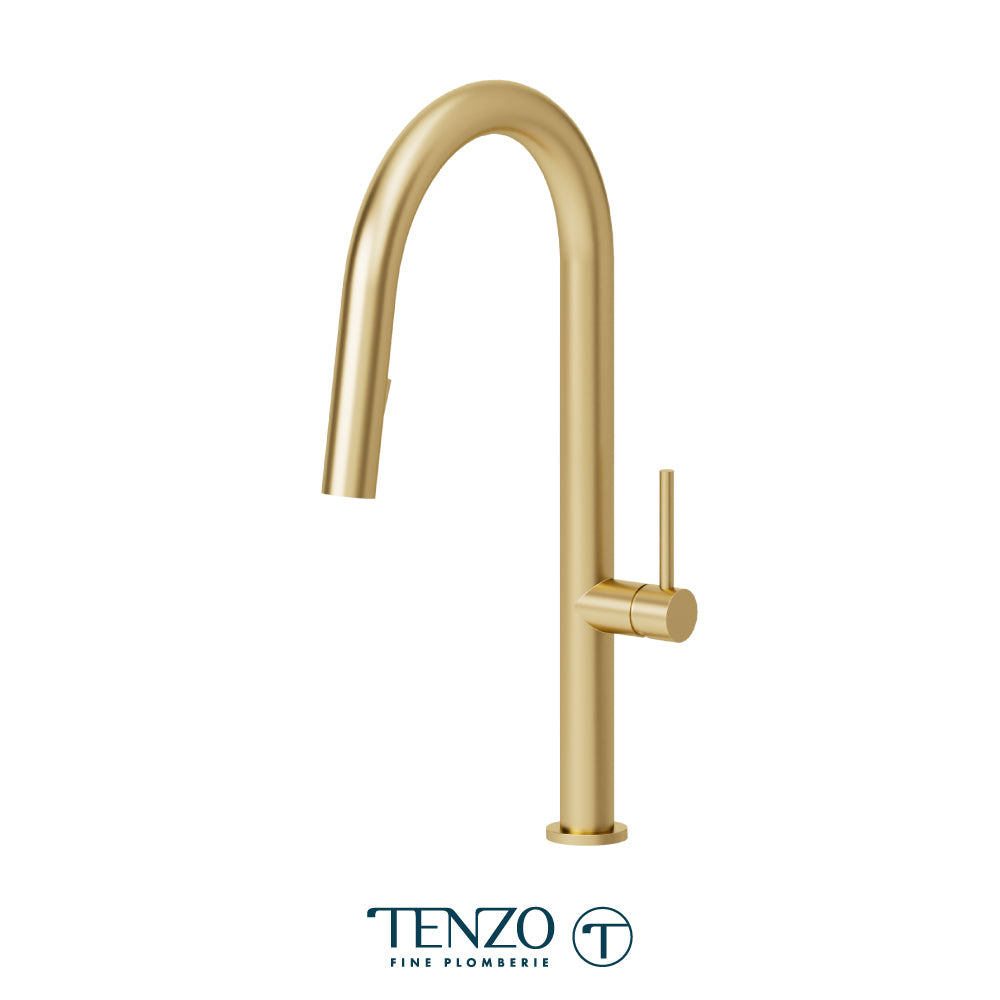 Tenzo Amador Pull-Down Single-Handle Kitchen Faucet With C-Spout & 2-Function Sprayer - AM130