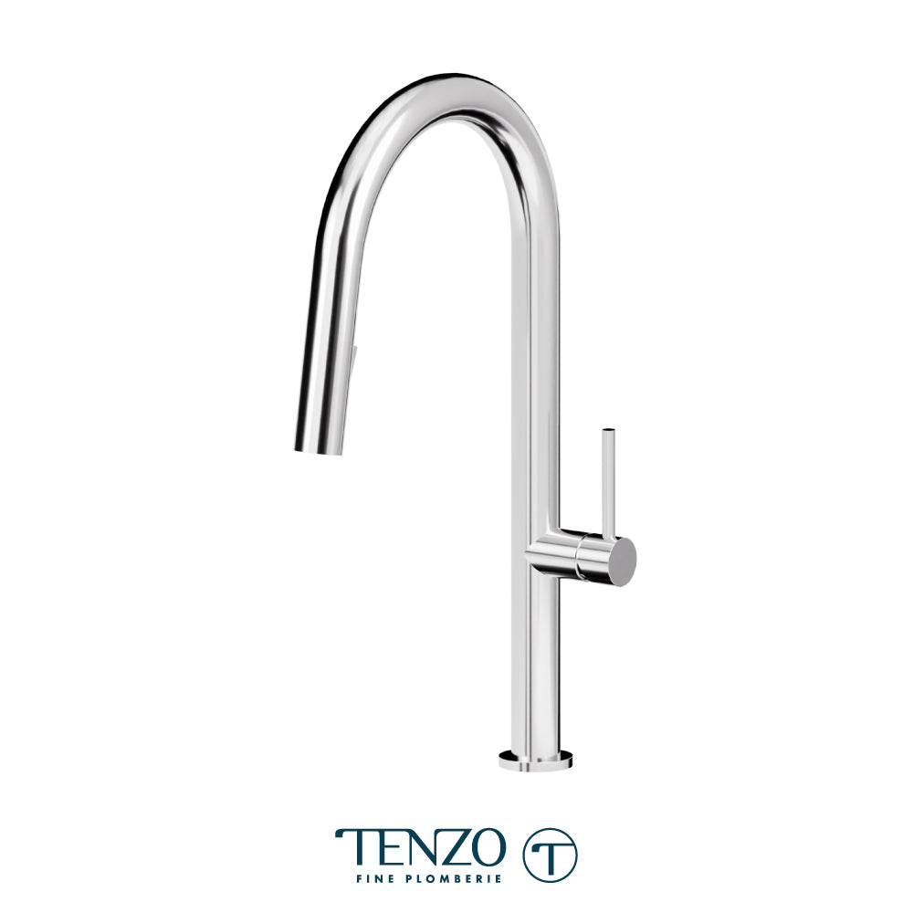 Tenzo Amador Pull-Down Single-Handle Kitchen Faucet With C-Spout & 2-Function Sprayer - AM130