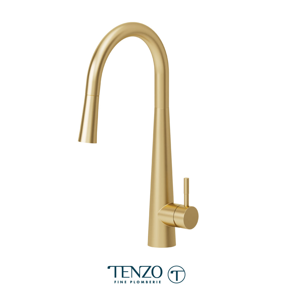 Tenzo Aviva Pull-Down Single-Handle Kitchen Faucet With C-Spout & 2-Function Sprayer - AV130