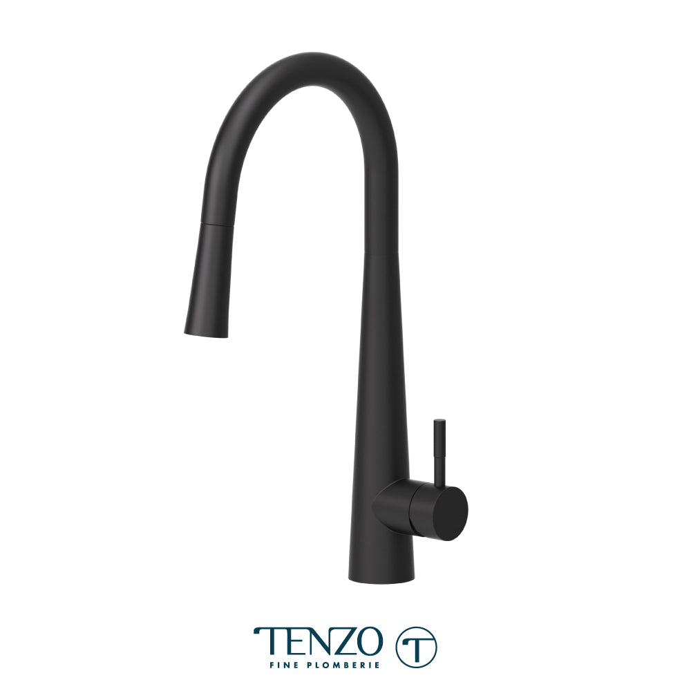 Tenzo Aviva Pull-Down Single-Handle Kitchen Faucet With C-Spout & 2-Function Sprayer - AV130