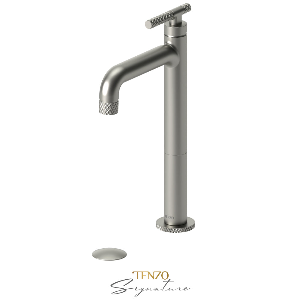 Tenzo Bellacio BE11H-C tall vessel faucet brushed nickel
