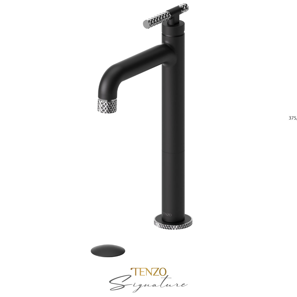 Tenzo Bellacio BE11H-C tall vessel faucet matte black with chrome