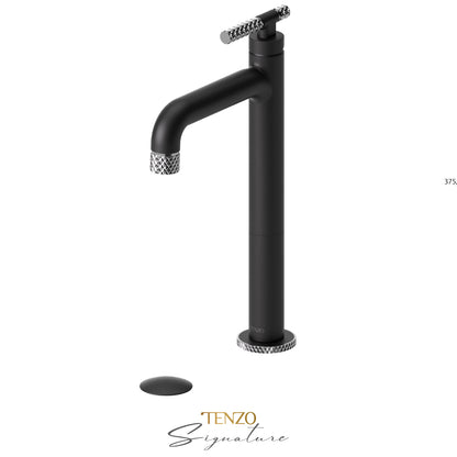 Tenzo Bellacio BE11H-C tall vessel faucet matte black with chrome