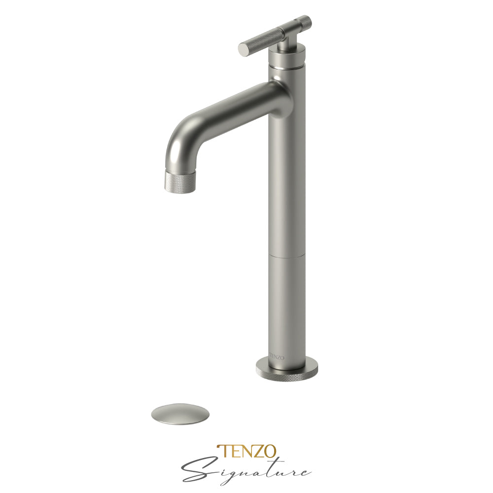 Tenzo Bellacio BE11H-F tall vessel faucet brushed nickel