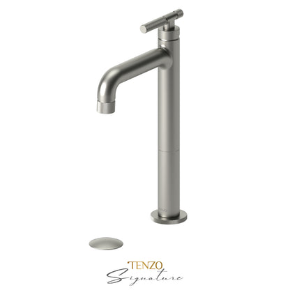 Tenzo Bellacio BE11H-F tall vessel faucet brushed nickel
