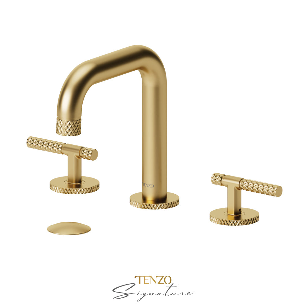 Tenzo Bellacio BE13-C 8 inch widespread lavatory faucet brushed gold