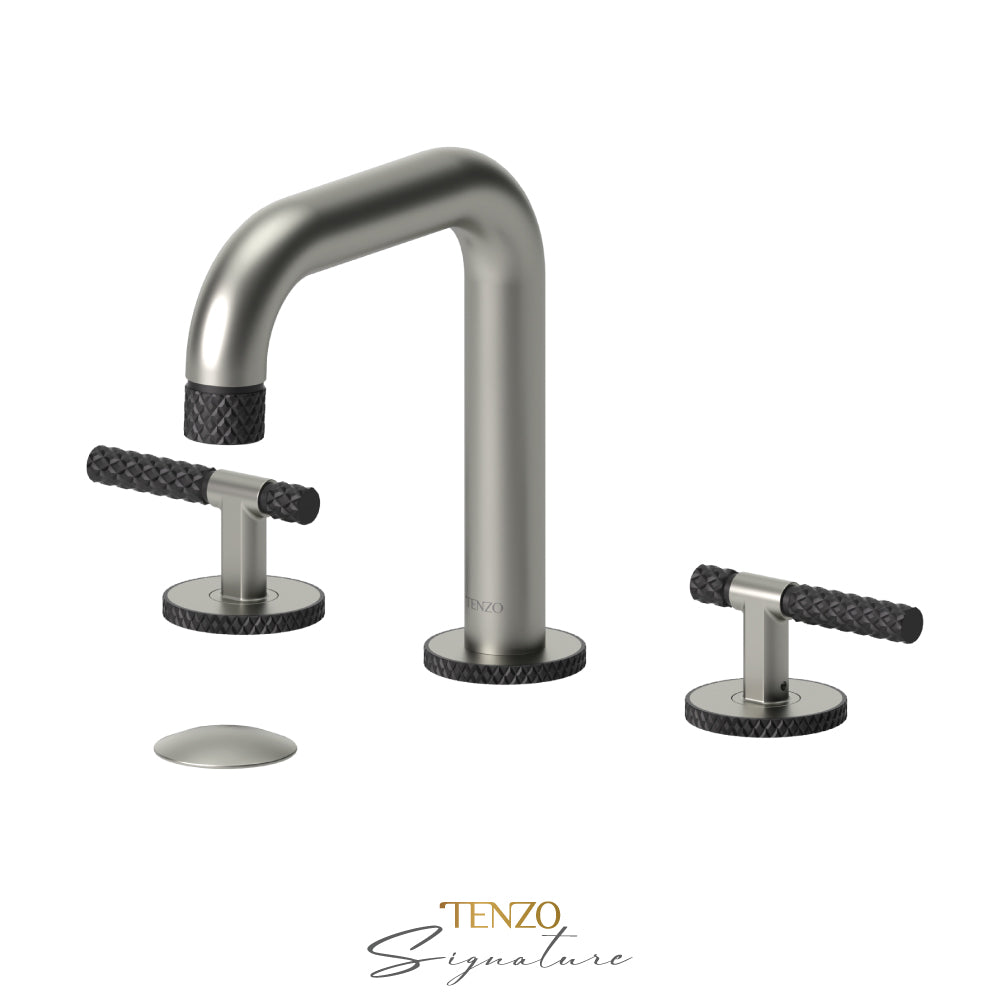Tenzo Bellacio BE13-C 8 inch widespread lavatory faucet brushed nickel with matte black