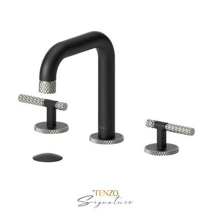 Tenzo Bellacio BE13-C 8 inch widespread lavatory faucet matte black with brushed nickel