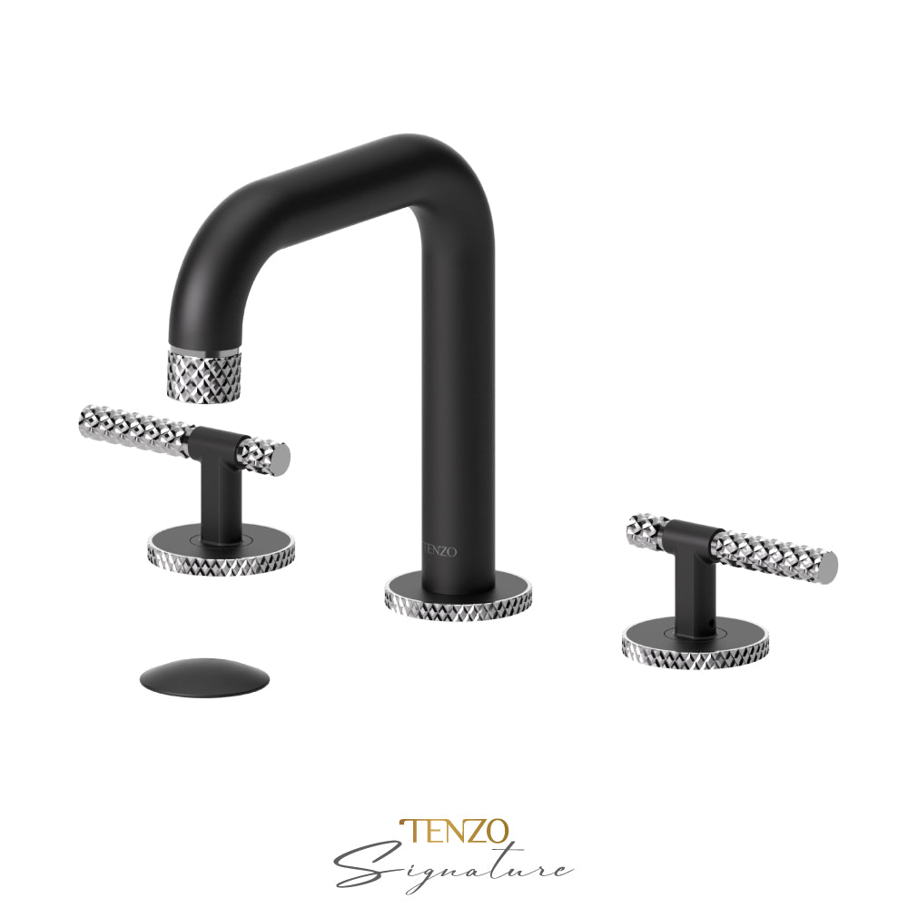 Tenzo Bellacio BE13-C 8 inch widespread lavatory faucet matte black with chrome