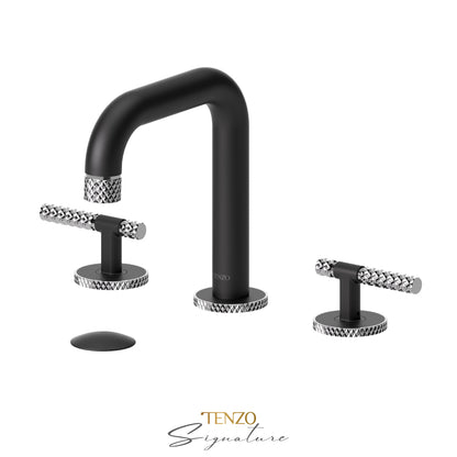 Tenzo Bellacio BE13-C 8 inch widespread lavatory faucet matte black with chrome