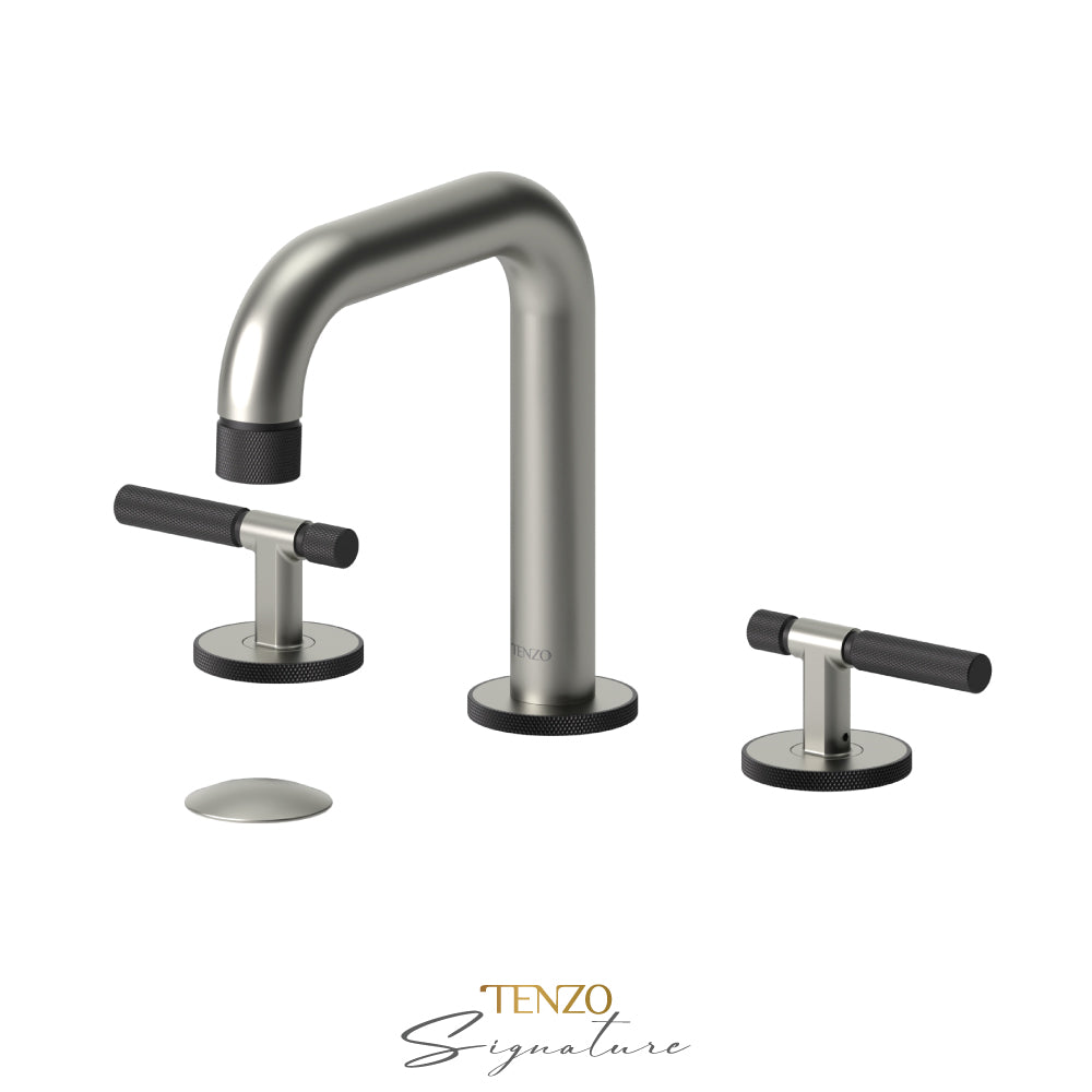 Tenzo Bellacio BE13-F 8 inch widespread lavatory faucet brushed nickel with matte black