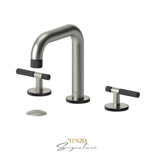 Tenzo Bellacio BE13-F 8 inch widespread lavatory faucet brushed nickel with matte black