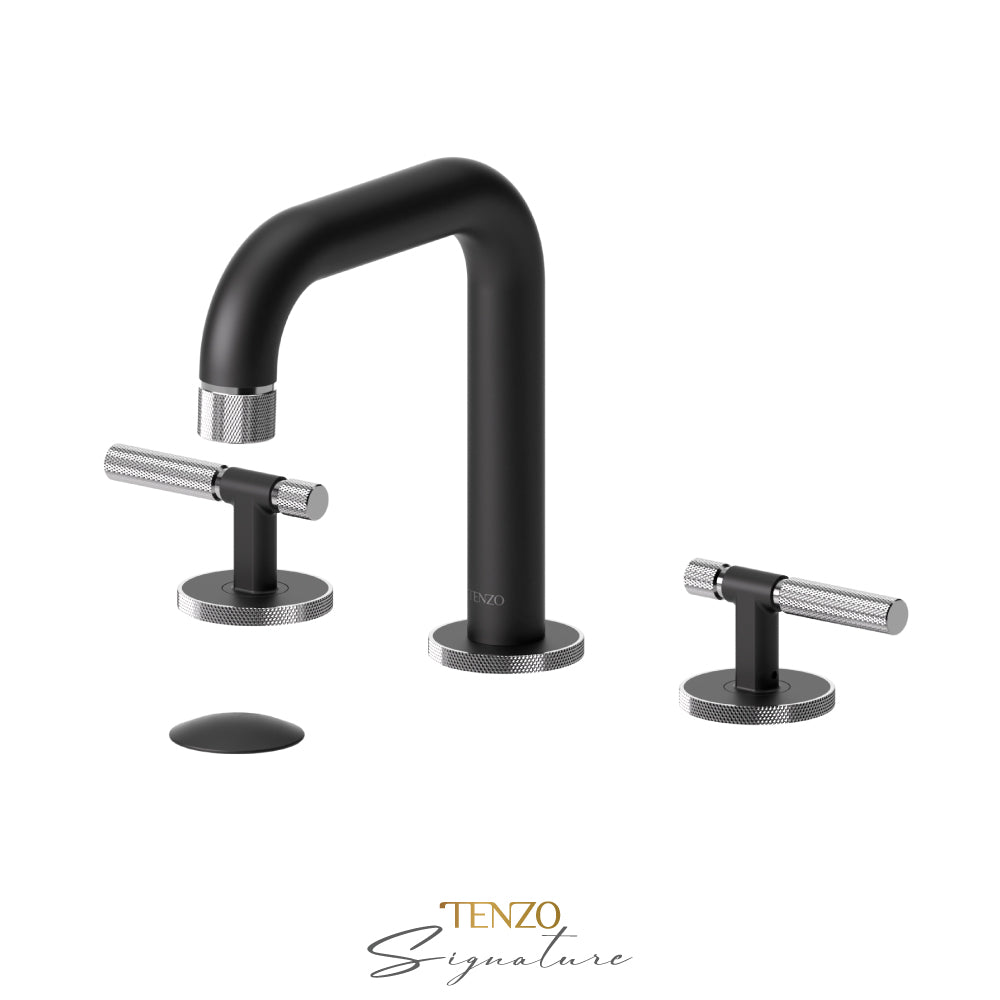 Tenzo Bellacio BE13-F 8 inch widespread lavatory faucet matte black with chrome