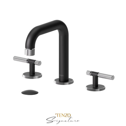 Tenzo Bellacio BE13-F 8 inch widespread lavatory faucet matte black with chrome