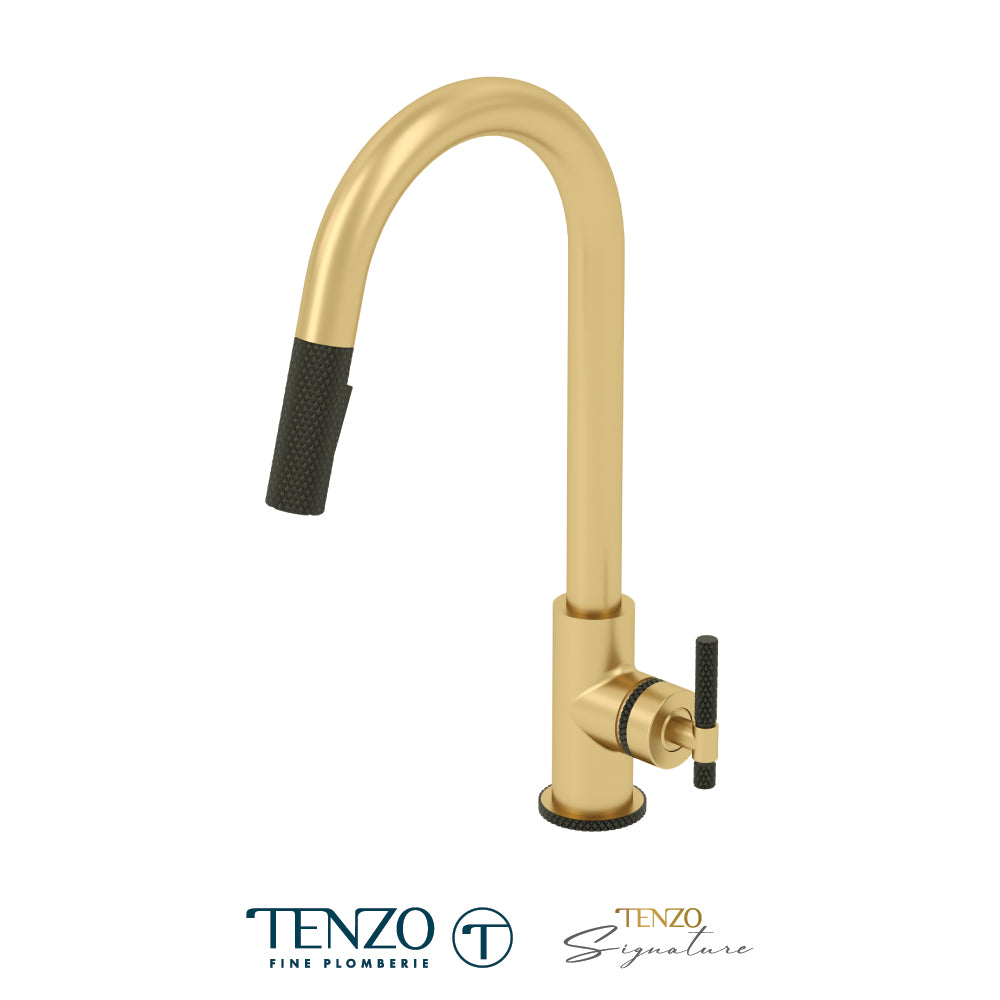 Tenzo Bellacio Pull-Down Kitchen Faucet & 2-Function Spray Head, Larger Knurled