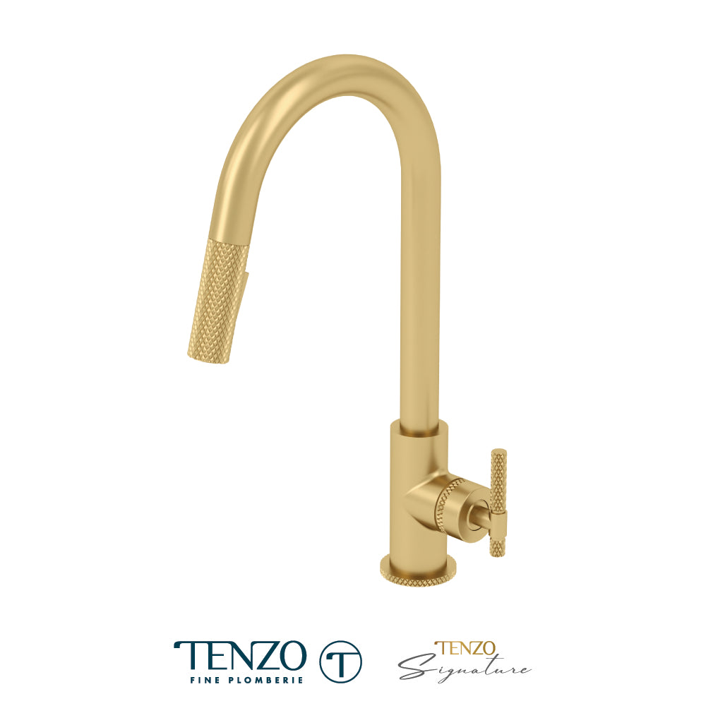Tenzo Bellacio Pull-Down Kitchen Faucet & 2-Function Spray Head, Larger Knurled
