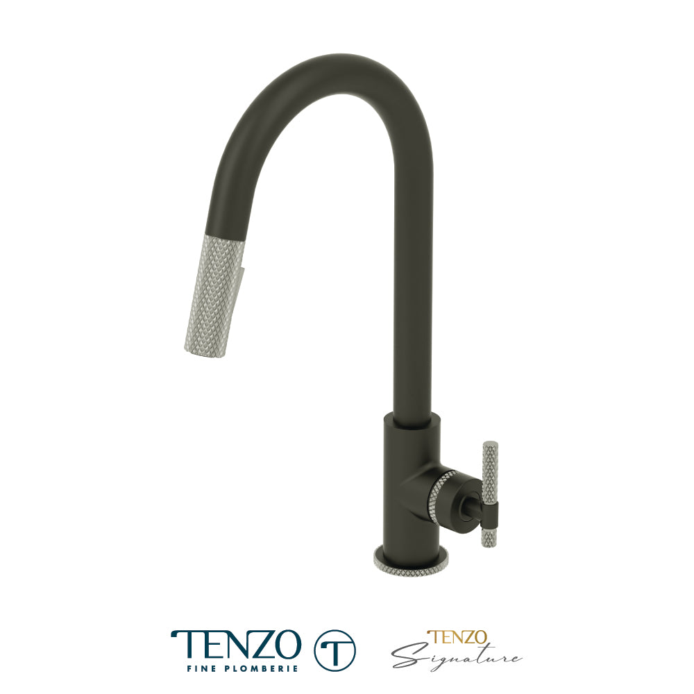 Tenzo Bellacio Pull-Down Kitchen Faucet & 2-Function Spray Head, Larger Knurled