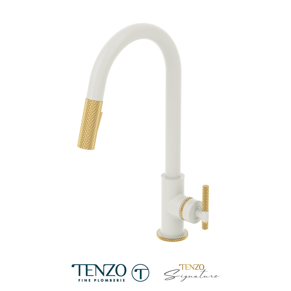 Tenzo Bellacio Pull-Down Kitchen Faucet & 2-Function Spray Head, Larger Knurled