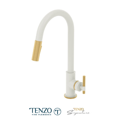 Tenzo Bellacio Pull-Down Kitchen Faucet & 2-Function Spray Head, Larger Knurled
