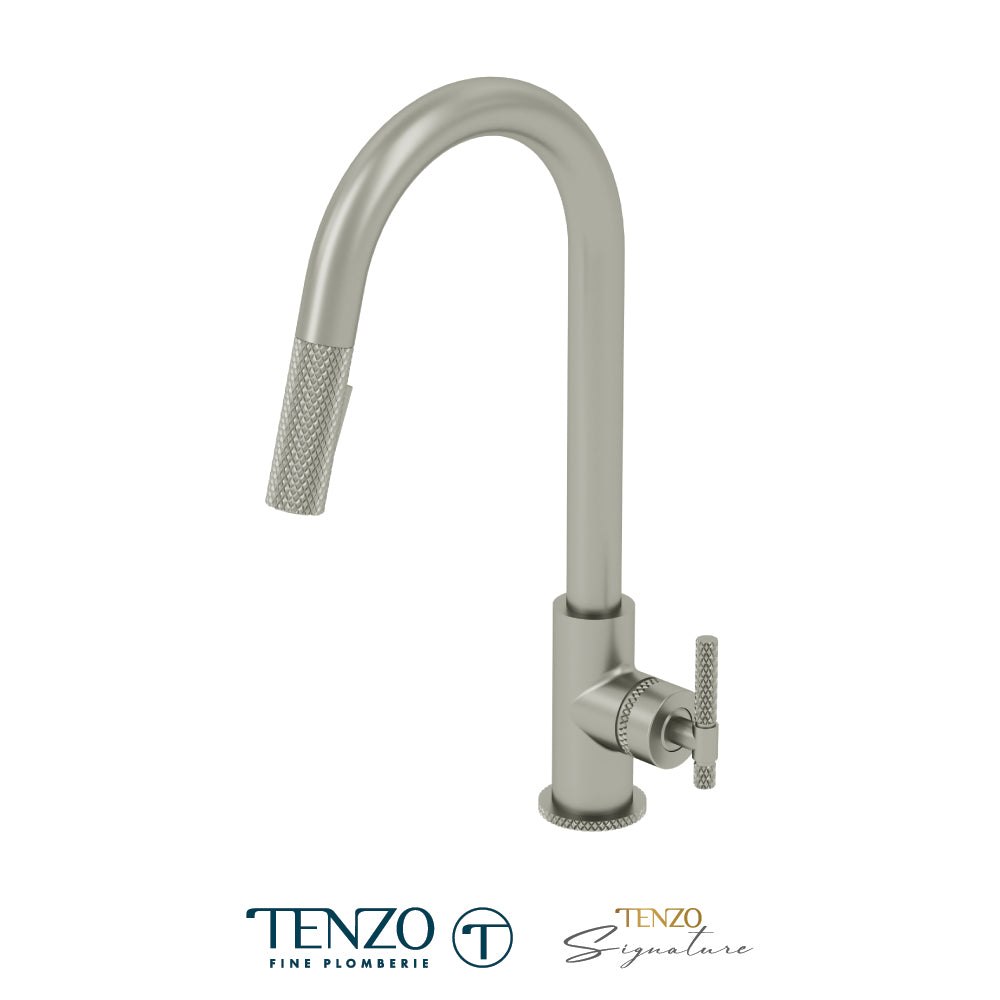 Tenzo Bellacio Pull-Down Kitchen Faucet & 2-Function Spray Head, Larger Knurled
