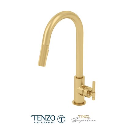 Tenzo Bellacio Single-Handle Pull-Down Kitchen Faucet, 2 Function Spray Head, Smaller Knurled