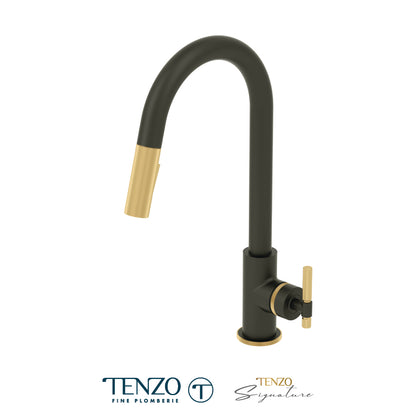 Tenzo Bellacio Single-Handle Pull-Down Kitchen Faucet, 2 Function Spray Head, Smaller Knurled