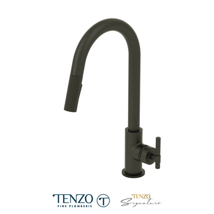 Tenzo Bellacio Single-Handle Pull-Down Kitchen Faucet, 2 Function Spray Head, Smaller Knurled