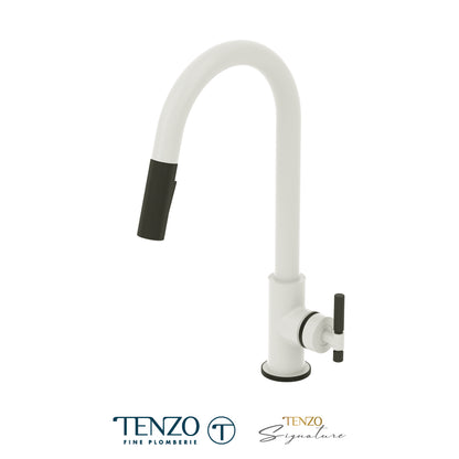 Tenzo Bellacio Single-Handle Pull-Down Kitchen Faucet, 2 Function Spray Head, Smaller Knurled