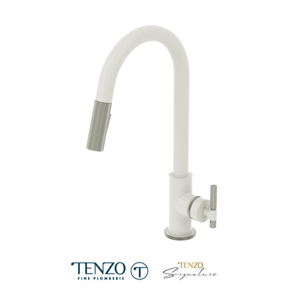Tenzo Bellacio Single-Handle Pull-Down Kitchen Faucet, 2 Function Spray Head, Smaller Knurled