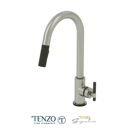 Tenzo Bellacio Single-Handle Pull-Down Kitchen Faucet, 2 Function Spray Head, Smaller Knurled