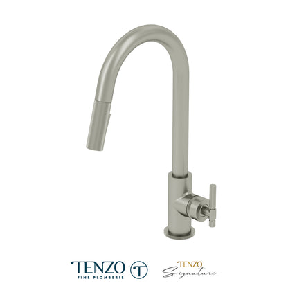 Tenzo Bellacio Single-Handle Pull-Down Kitchen Faucet, 2 Function Spray Head, Smaller Knurled