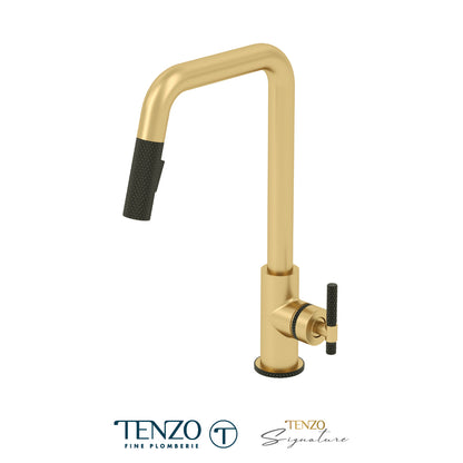 Tenzo Bellacio Single-Handle Pull-Down Kitchen Faucet With U-Spout, 2-Function Spray Head, Larger Knurled Design