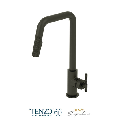 Tenzo Bellacio Single-Handle Pull-Down Kitchen Faucet With U-Spout, 2-Function Spray Head, Larger Knurled Design