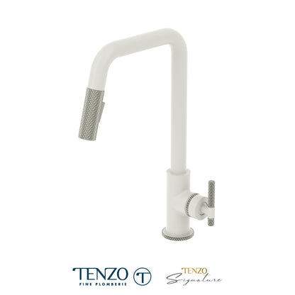 Tenzo Bellacio Single-Handle Pull-Down Kitchen Faucet With U-Spout, 2-Function Spray Head, Larger Knurled Design