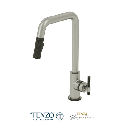 Tenzo Bellacio Single-Handle Pull-Down Kitchen Faucet With U-Spout, 2-Function Spray Head, Larger Knurled Design