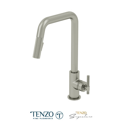 Tenzo Bellacio Single-Handle Pull-Down Kitchen Faucet With U-Spout, 2-Function Spray Head, Larger Knurled Design