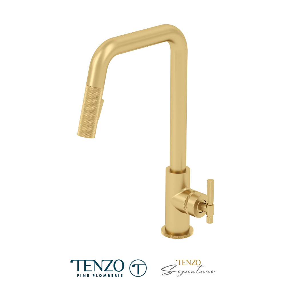 Tenzo Bellacio U-Spout Single-Handle Pull-Down Kitchen Faucet with 2-Function Spray Head, BE131-F