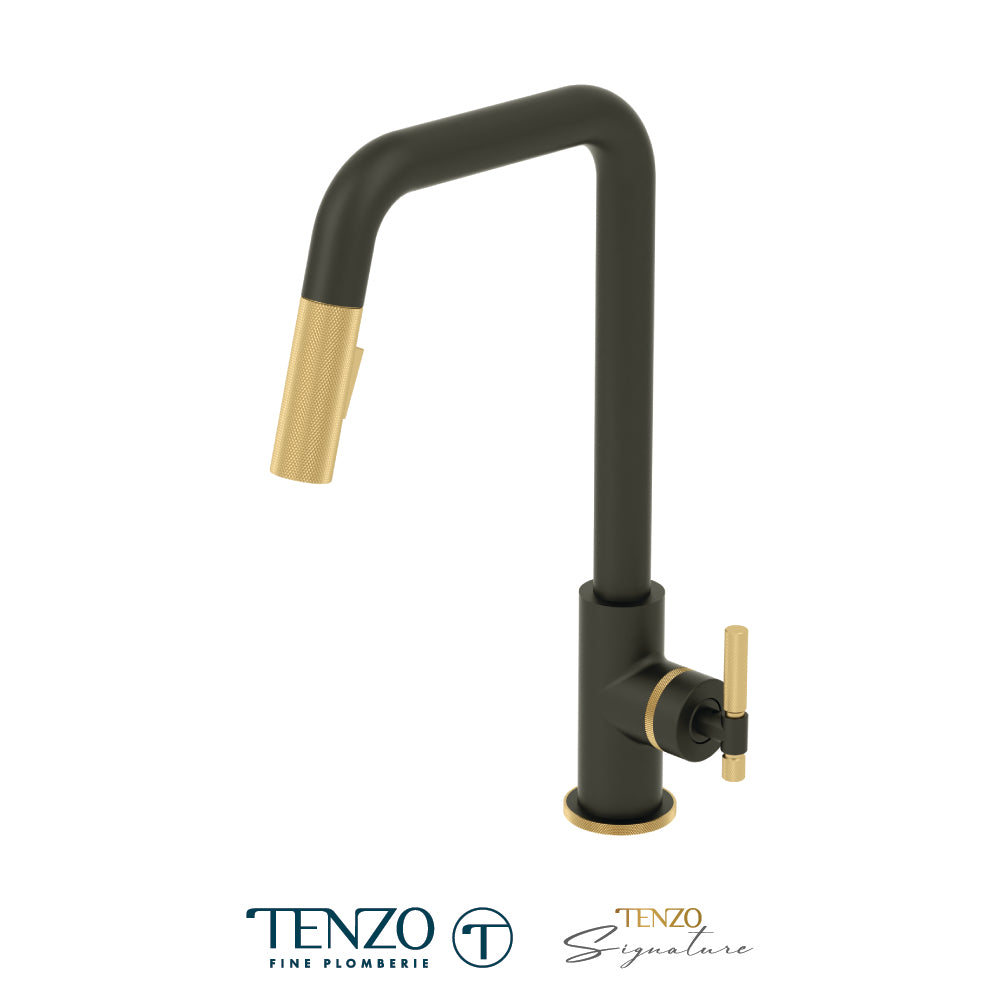 Tenzo Bellacio U-Spout Single-Handle Pull-Down Kitchen Faucet with 2-Function Spray Head, BE131-F